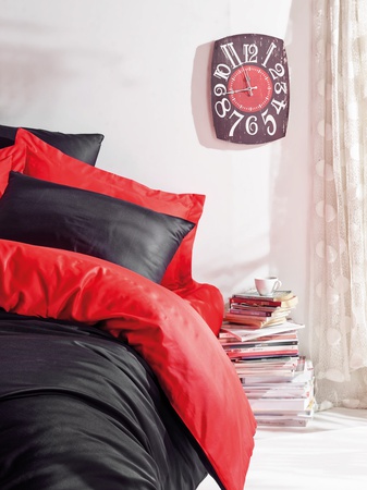 Maxhomen Saturday Night  Duvet Cover Set 100%  Cotton  Anthracite Red Satin Bedding Set, Bedclothes, Wholesale