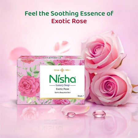 Nisha Soaps for Bath 100g - Exotic Rose, Enriched with Natural Ingredients, Cleansed, Smooth, Soft & Glowing Skin