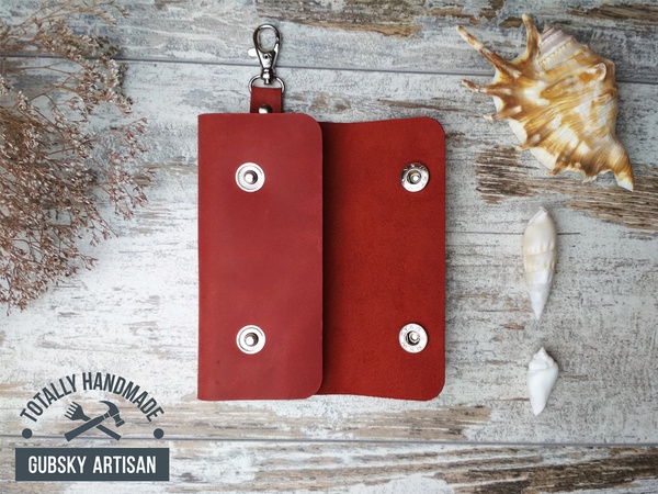 Anahtarlar için anahtarlık çantası 6 Karabinalar hakiki deri