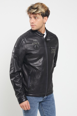 Кожаная куртка мужская - Slim Fit