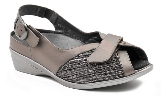 Серебряные Летние туфли из натуральной кожи Арт: 8313 серебро