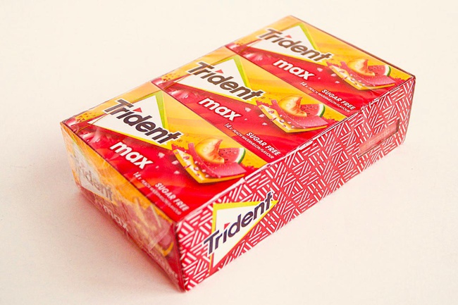 Trident max 27 гр жевательная резинка без сахара Арбуз - персик