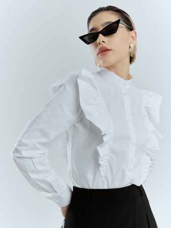 Женская блузка с воланами. Топ 2024 - 0424