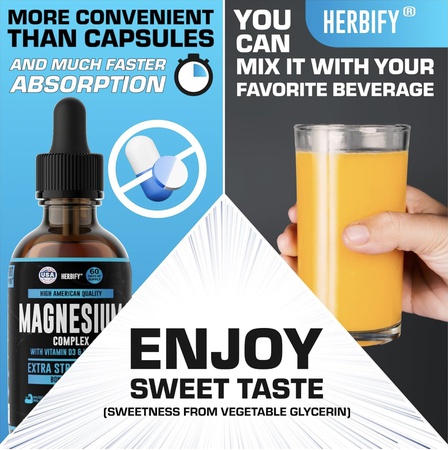 Капли с магниевым комплексом — глицинат магния, жидкий цитрат, L-треонат, комплекс с витамином D, витамином B6, витамином C — калиевая добавка для поддержки мышц, настроения, сердца и нервов — сделано в США — 4 унции