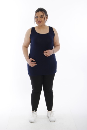 Майка большого размера с нулевым рукавом - Темно-синий (3)