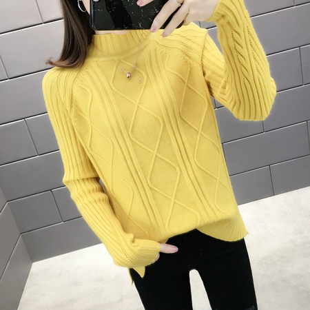 Neuer Stil weiblicher halber Rollkragenboden verbringt Pullover weiblich lose hinzufügen dickes träges faules kurzes Stricken unten ungefüttertes oberes Kleidungsstück