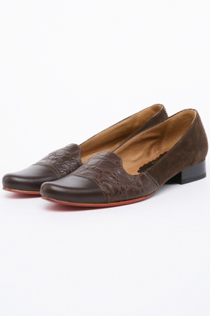 Туфли без каблука с натуральным крокодилом pf023