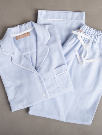 PANTOLONLU BEYAZ BORULU PAMUKLU PİJAMA