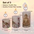 Aura Decor Set из 3-х столбовых спа-свечей с изображением Будды и птицами (3 * 3, 3 * 4, 3 * 6 дюймов)