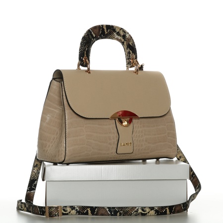 Lamis brand hand and shoulder handbag / imitation leather