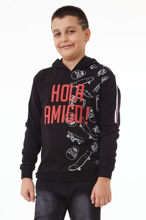 KAPÜŞONLU BASKILI SWEAT