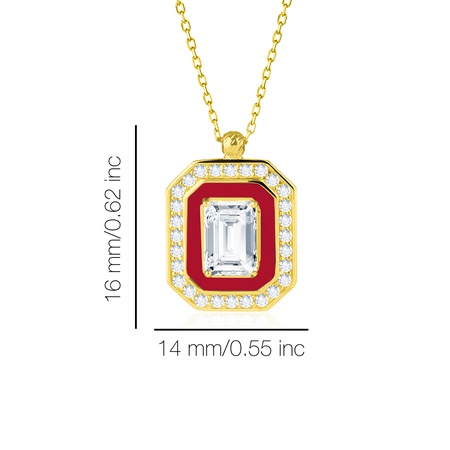 Even & Pétra 14 Ayar Altın Taşlı Kırmızı Renk Baget Kolye