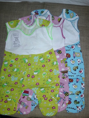 Ползунки длинные на кокетке с крошетом кулир рулон