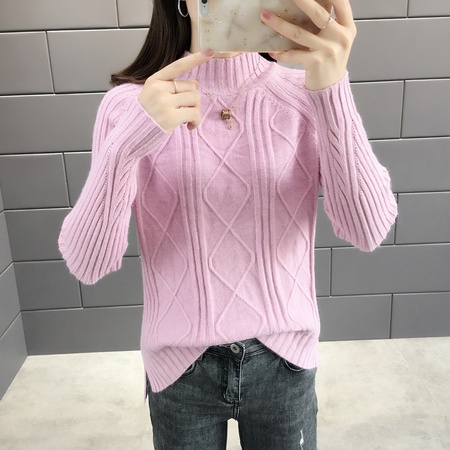 Neuer Stil weiblicher halber Rollkragenboden verbringt Pullover weiblich lose hinzufügen dickes träges faules kurzes Stricken unten ungefüttertes oberes Kleidungsstück