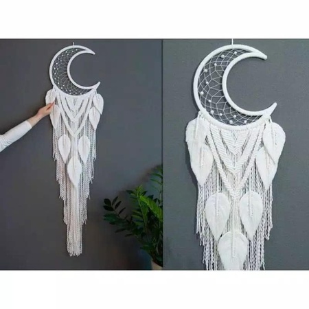 Dream Catcher Moon Macrame Leaf