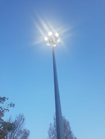 Hot Dip Galvanized Lighting Poles, High Masts and LED Luminaries