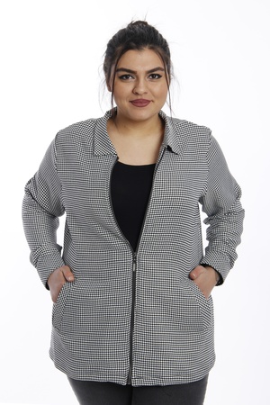 Спортивная куртка на молнии большого размера - черно-белая (3)