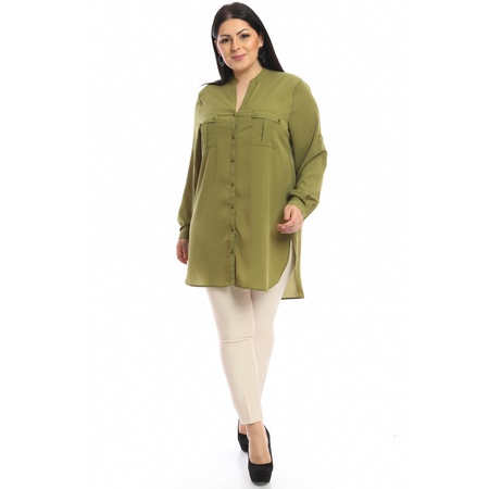 Büyük Beden Klasik Krep Gömlek