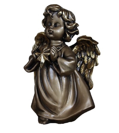 Yıldız ile heykelcik melek (altın yaprak rengi)