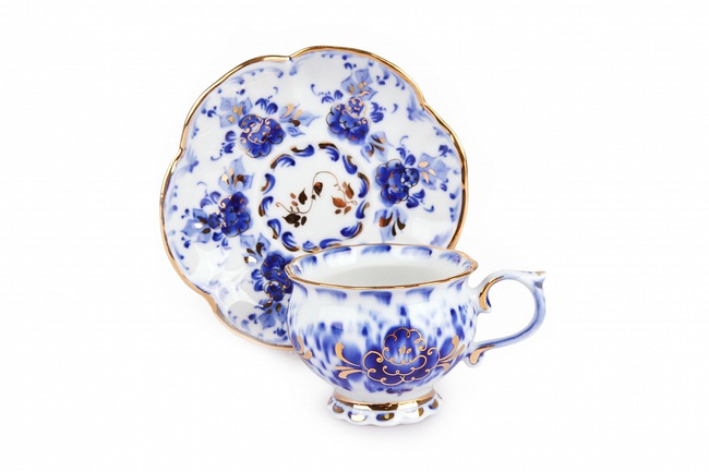 Чайная пара Незабудка в золоте