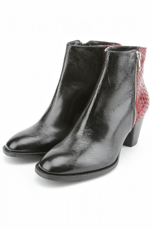 Stiefeletten mit burgunderfarbenem Pythoneinsatz bn010