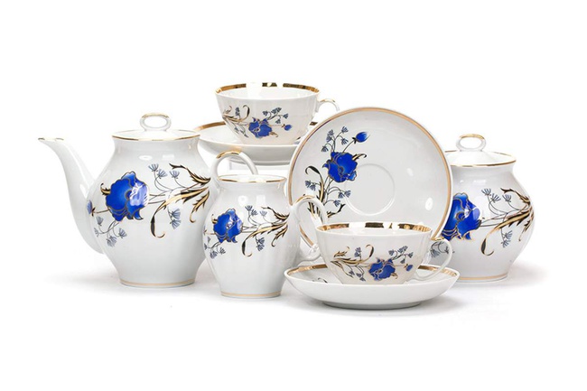 Сервиз чайный СИНИЕ МАКИ (БЕЛЫЙ ЛЕБЕДЬ, 15 предм.)