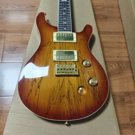 Custom PRS Custom 24 Electric Guitar - Amber Burst Tiger Maple - Gold Hardware
