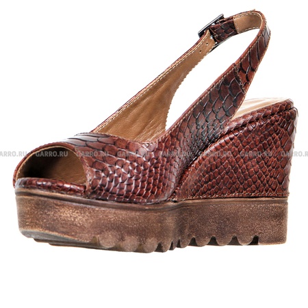 Босоножки 6275 коричневые рептилия,натуральная кож