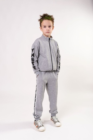 Штаны серый меланж с лампасами-тесьмой (тринитка) Yumster YC.02.23.027