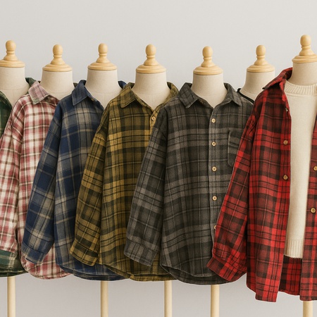 Рубашки в клетку для девочек и мальчиков