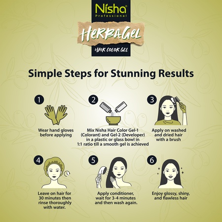 Nisha HerbaGel Hair & Beard Color Gel | Original Black | All Grey Coverage | 1000mL / 33.81 Oz