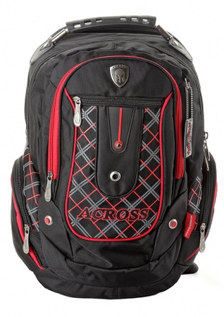 Sırt çantası A15-24 Gri-kırmızı süslemeli Siyah