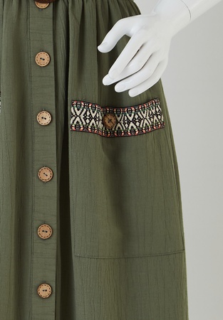 Truva Kollu Düğmeli Elbise