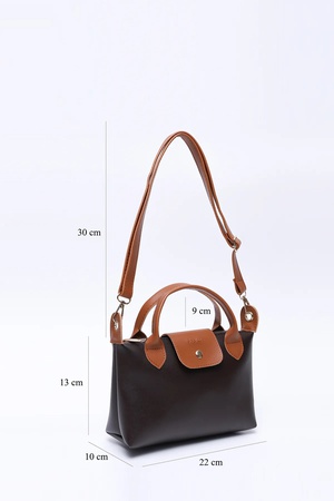 Suni Deri Tek Bölmeli Çift Askılı El  Kol Ve Çapraz Omuz Çantası