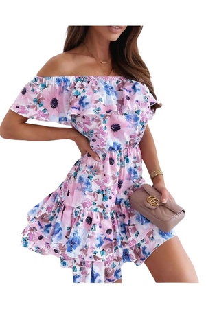 Платье из микроткани Madonna с воротником и юбкой с рюшами