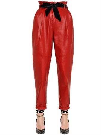 Кожаные брюки с высокой талией