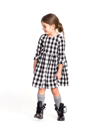 Ekose elbise &quot;Siyah Beyaz&quot;