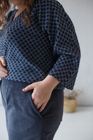 Fitilli kadife yüksek belli muz pantolon