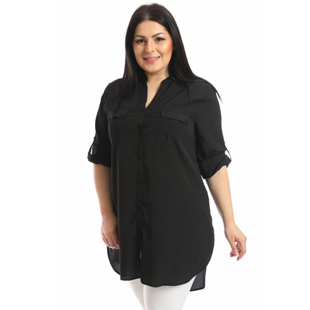 Büyük Beden Klasik Krep Gömlek