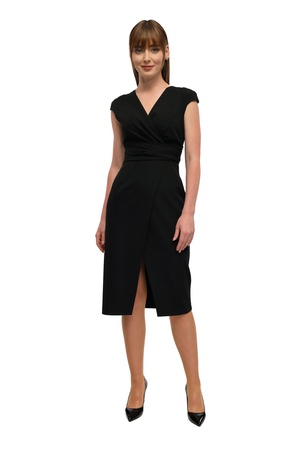 Мини-платье стандартного кроя с двубортным воротником и асимметричным поясом с низким плечом и завязками