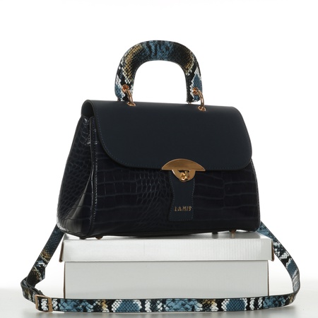 Lamis brand hand and shoulder handbag / imitation leather