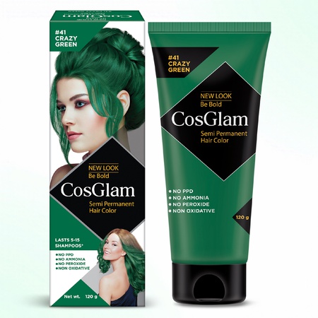 Cosglam Semi Permanent Hair Color for Women & Men, (120gm, Crazy Green)