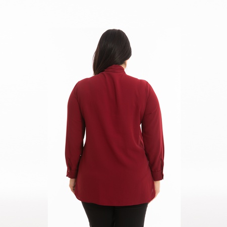 Büyük Beden Kravat Yaka Krep Gömlek