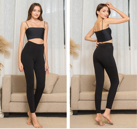 Sonbahar ve kış yeni erkek ince sıcak pantolon kadın polar astarlı yüksek bel ince tozluk paçalı don