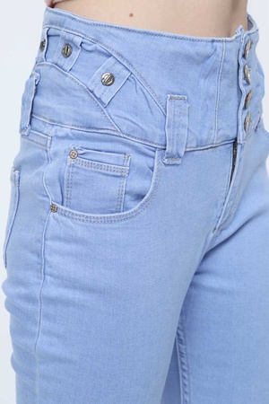 Full Power Likra Yüksek Bel Geniş Kemer Kadın Kot