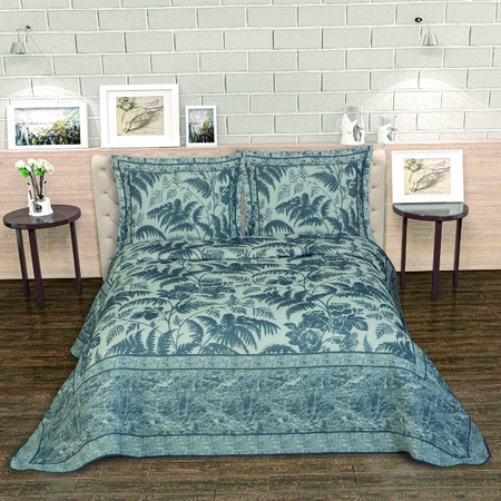 Palm City Bedspread Indigo Blue