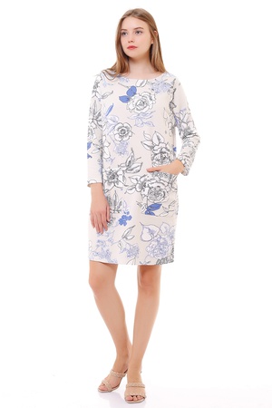 Демакс Женское белое платье с цветочным рисунком и передними карманами BUGATTI MODEL FLORAL