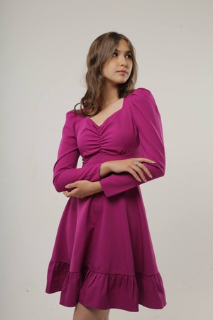 Fırfırlı kadın midi elbise