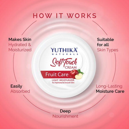 Yuthika Fruit care Light Moisturizer Cream 500ml | Non Sticky, Instant Hydration, Deep Nourishment | For Face, Hand & Body | All Skin Types