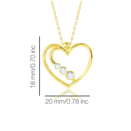 Even & Pétra 14 Ayar Altın Üç Taşlı Kalp Kolye